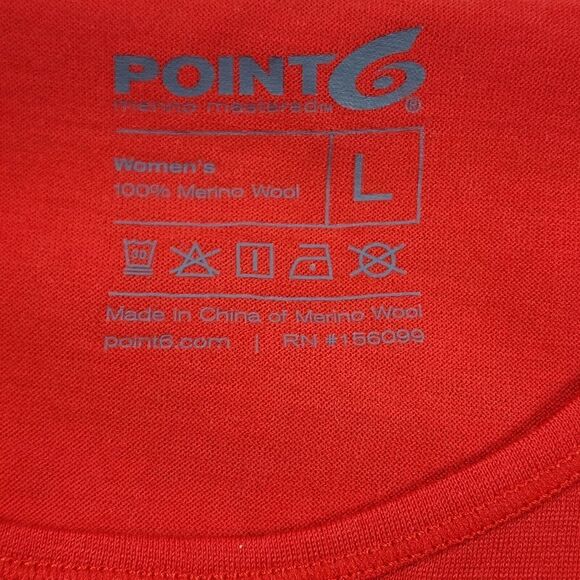 Point 6 Merino Wool Top Womens Large Red Breeze Athletic Fit Soft Active Tshirt - Picture 11 of 11